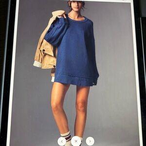 Pilcro Oversized Sweatshirt Top Dress Textured Cotton Purple Medium